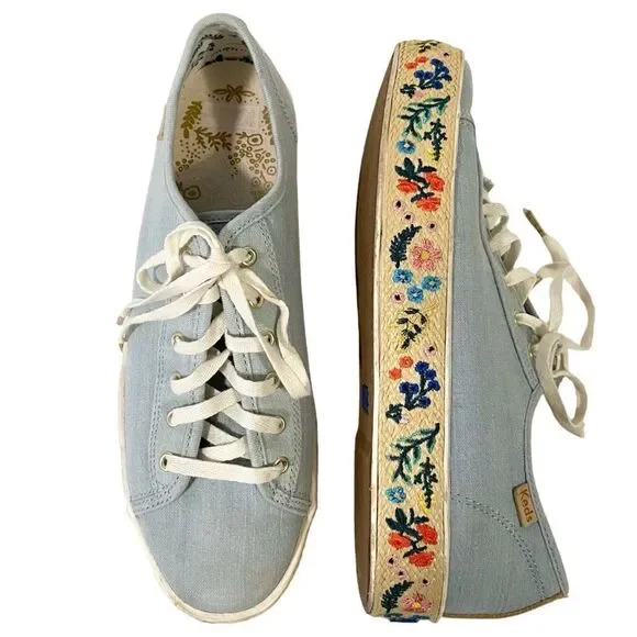 Keds x Rifle Paper Co. Rosalie Embroidered Triple Kick Sneakers in Size US 7 - Picture 4 of 15